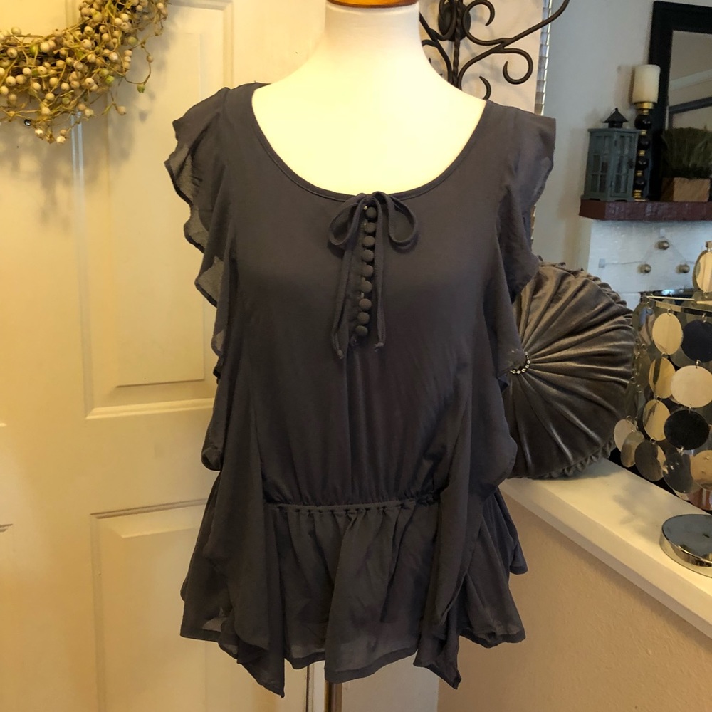 Vivienne Tam Gorgeous Flounce BoHo Top